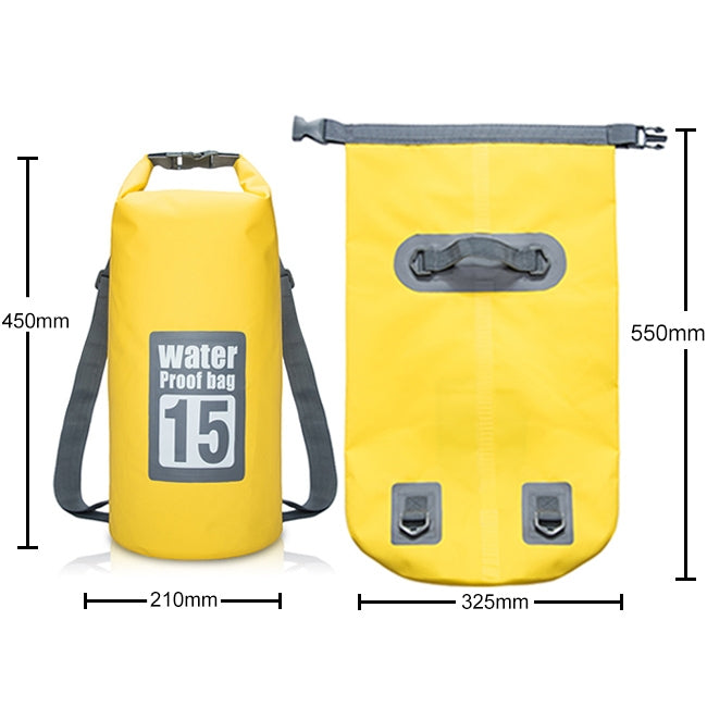 Wasserdichter Outdoor-Trockensack mit doppelten Schultergurten, Fassungsvermögen: 15 l