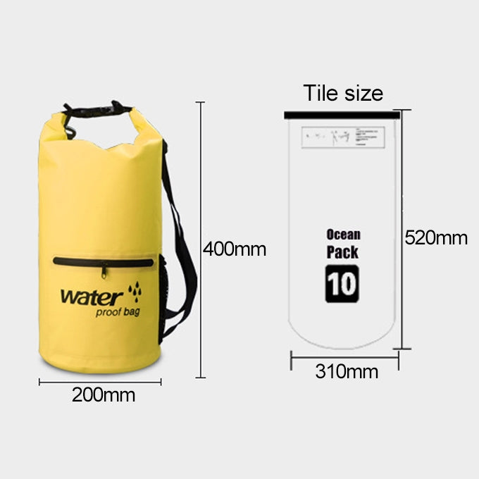 Wasserdichter Outdoor-Trockensack mit doppelten Schultergurten, PVC-Fasstasche, Fassungsvermögen: 10L
