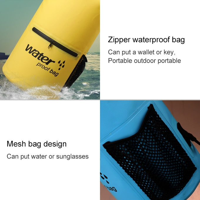 Wasserdichter Outdoor-Trockensack mit doppelten Schultergurten, PVC-Fasstasche, Fassungsvermögen: 10L