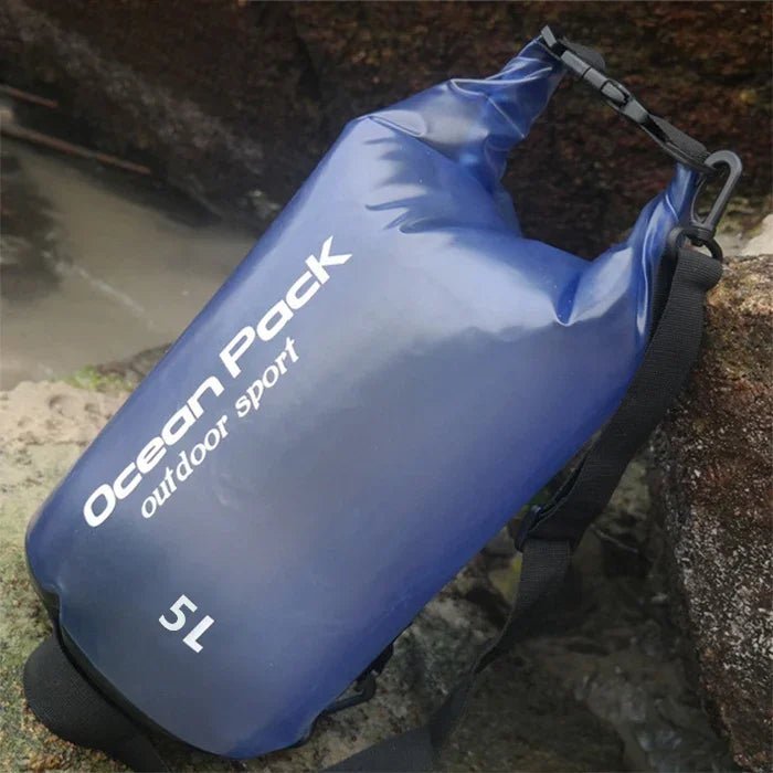 Wasserdichte Outdoor-Einzelschulter-Trockentasche, PVC-Fassbeutel, Fassungsvermögen: 5 l, 5 l