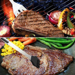10-in-1 Outdoor-Geschirrset, Camping-Grillgeschirr, Picknick-Werkzeugset mit Thermometer, 10-in-1, mit Thermometer