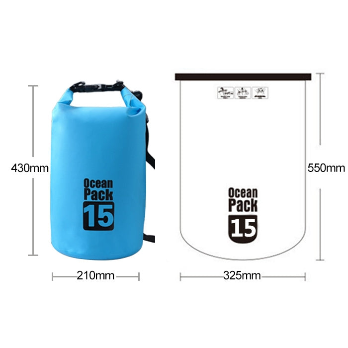 Outdoor Waterproof Single Shoulder Bag Dry Sack PVC Barrel Bag, Capacity: 15L, Capacity: 15L (Orange), Capacity: 15L (Pink), Capacity: 15L (Green), Capacity: 15L (Sky Blue), Capacity: 15L (Yellow), Capacity: 15L (Black), Capacity: 15L (Dark Blue)