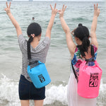 Outdoor Waterproof Double Shoulder Bag Dry Sack PVC Barrel Bag, Capacity: 30L, Capacity: 30L (Green), Capacity: 30L (Sky Blue), Capacity: 30L (Yellow), Capacity: 30L (Black), Capacity: 30L (Dark Blue), Capacity: 30L (Orange), Capacity: 30L (Pink)