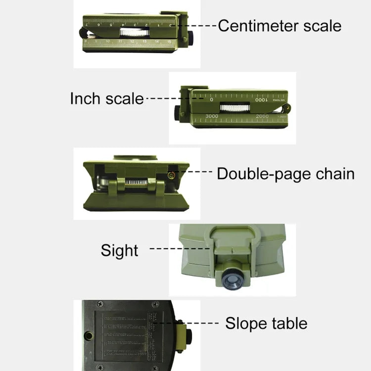 GoldGood K4074 Outdoor Multifunktions-Militärreise-Geologie-Taschen-Prismenkompass mit Leuchtanzeige, K4074
