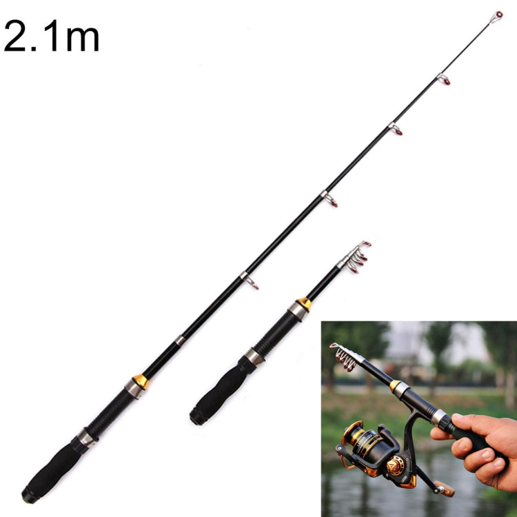 36cm tragbare Teleskop-Meerangelrute Mini-Angelrute, ausgezogene Länge: 2,1m, 2,1m