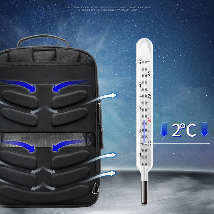 Bopai 751-006551 Große Kapazität Business Casual Atmungsaktiver Laptop-Rucksack mit externem USB-Anschluss, Größe: 30 x 12 x 44cm, 751-006551