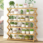 6-stöckiger Balkon Wohnzimmer Klappbarer Massivholz-Blumenständer Topfpflanzenregale, Länge: 100cm, 100cm 6-stöckig