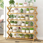 6-stöckiger Balkon Wohnzimmer Klappbarer Massivholz-Blumenständer Topfpflanzenregale, Länge: 100cm, 100cm 6-stöckig