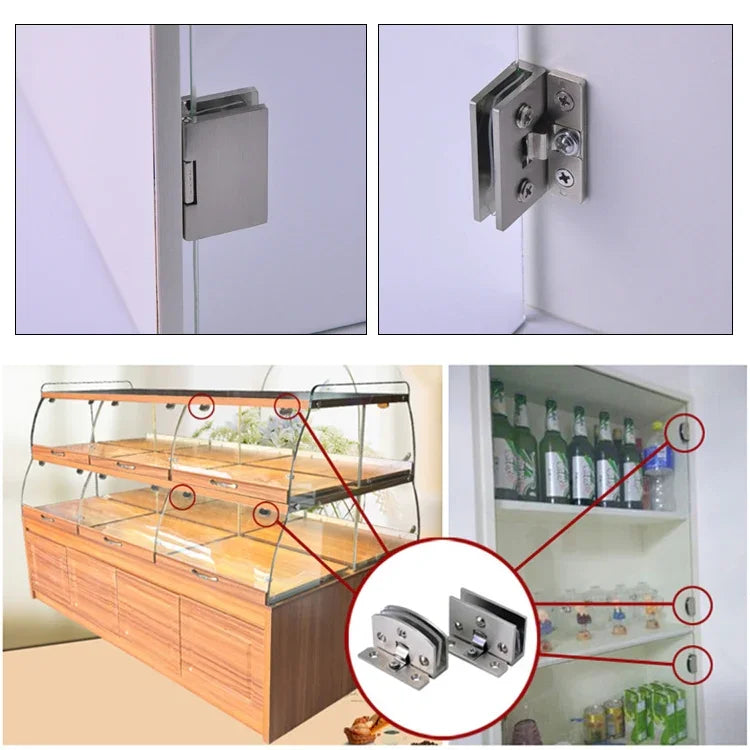 Gebürstetes Glas-Scharnier ohne Bohrlöcher, Größe: S, 3-7 mm, S