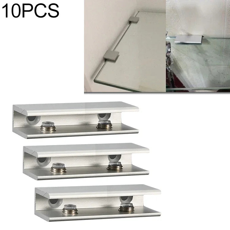 10 STÜCK Doppelloch Aluminiumlegierung Glasbefestigungsclip, L, 8mm, L, 8mm