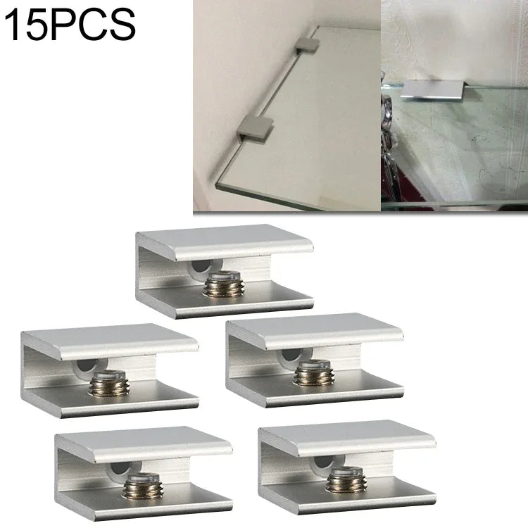 15 Stück Einloch-Glasbefestigungsklammer aus Aluminiumlegierung, S, 8mm, S, 8mm