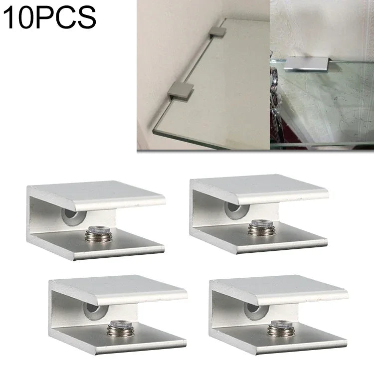 10 Stück Einloch-Aluminiumlegierung Glasbefestigungsclip, S, 12mm, S, 12mm