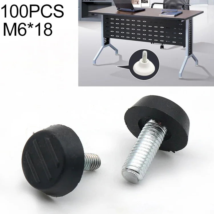 100 Stücke Verstellbare Fußpolster Möbel Schraubstützen, M6x18 (Schwarz), M6x18 (Schwarz)