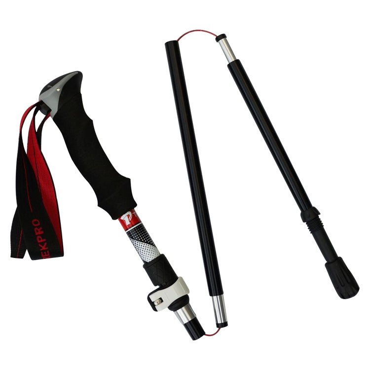 5-teilige, tragbare, faltbare Wanderstöcke aus Aluminiumlegierung, Faltlänge: 28,5 cm (Blau), Faltlänge: 28,5 cm (Rot), Faltlänge: 28,5 cm (Schwarz), Faltlänge: 28,5 cm (Grün)