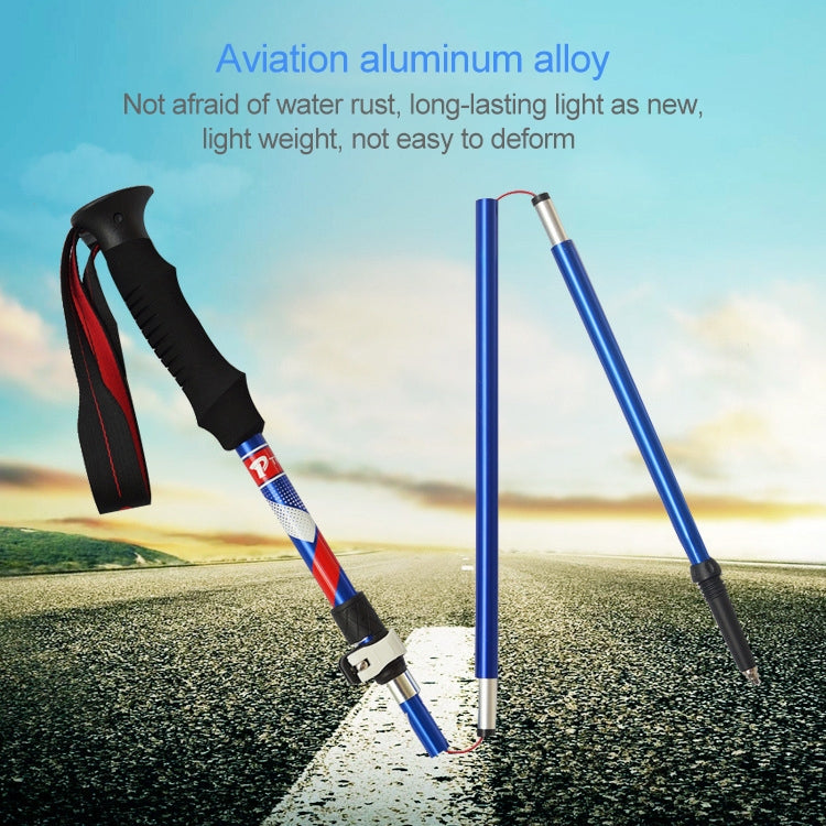 5-teilige, tragbare, faltbare Wanderstöcke aus Aluminiumlegierung, Faltlänge: 28,5 cm (Blau), Faltlänge: 28,5 cm (Rot), Faltlänge: 28,5 cm (Schwarz), Faltlänge: 28,5 cm (Grün)