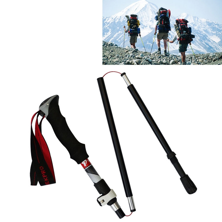 5-teilige, tragbare, faltbare Wanderstöcke aus Aluminiumlegierung, Faltlänge: 28,5 cm (Blau), Faltlänge: 28,5 cm (Rot), Faltlänge: 28,5 cm (Schwarz), Faltlänge: 28,5 cm (Grün)