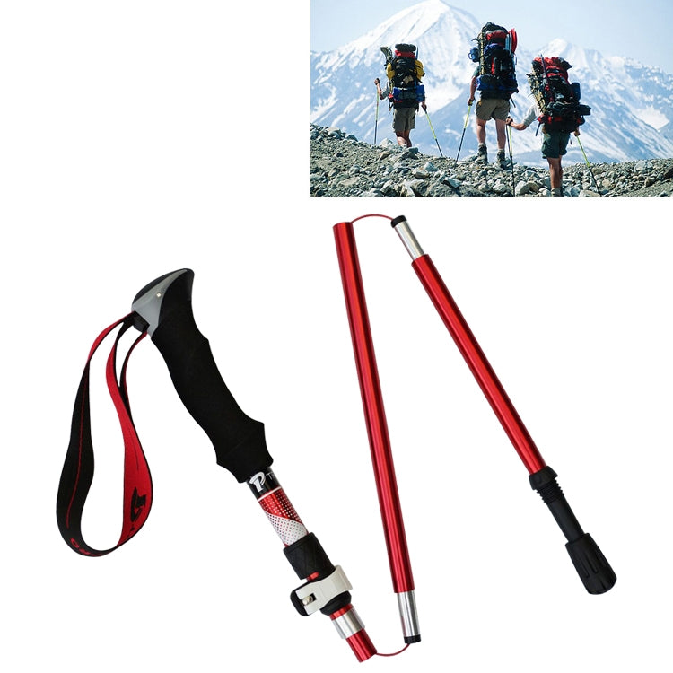 5-teilige, tragbare, faltbare Wanderstöcke aus Aluminiumlegierung, Faltlänge: 28,5 cm (Blau), Faltlänge: 28,5 cm (Rot), Faltlänge: 28,5 cm (Schwarz), Faltlänge: 28,5 cm (Grün)