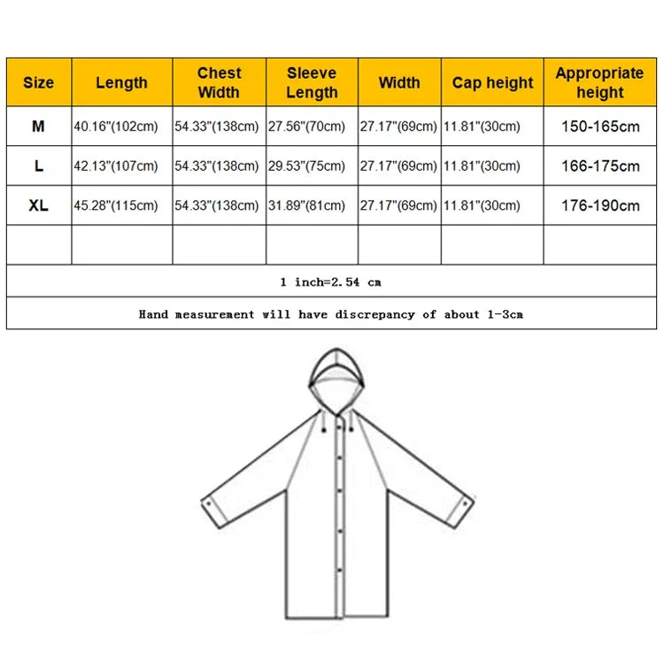 Fashion Adult Lightweight EVA Transparent Frosted Raincoat Big Hat With Pocket Size: L