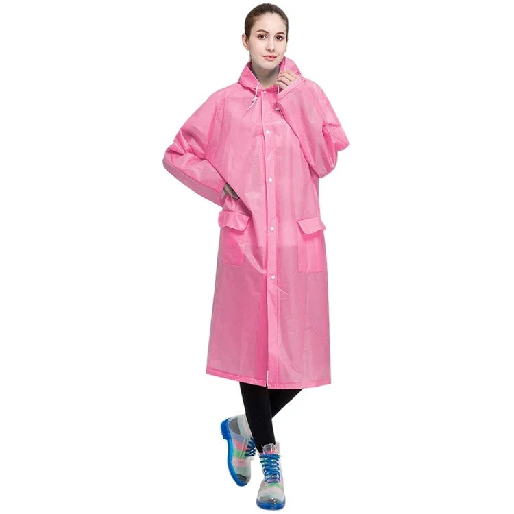 Fashion Adult Lightweight EVA Transparent Frosted Raincoat Big Hat With Pocket Size: XL, Size: XL