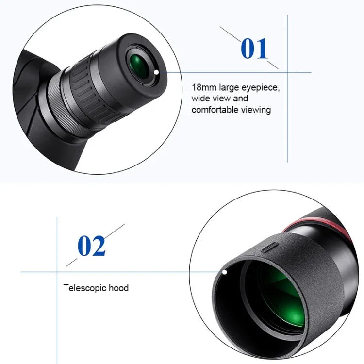 HTK-72 20x-60x High Definition Nachtsicht Zoom Monokular Teleskop für Outdoor-Camping Vogelbeobachtung mit Stativ, 20 x 60