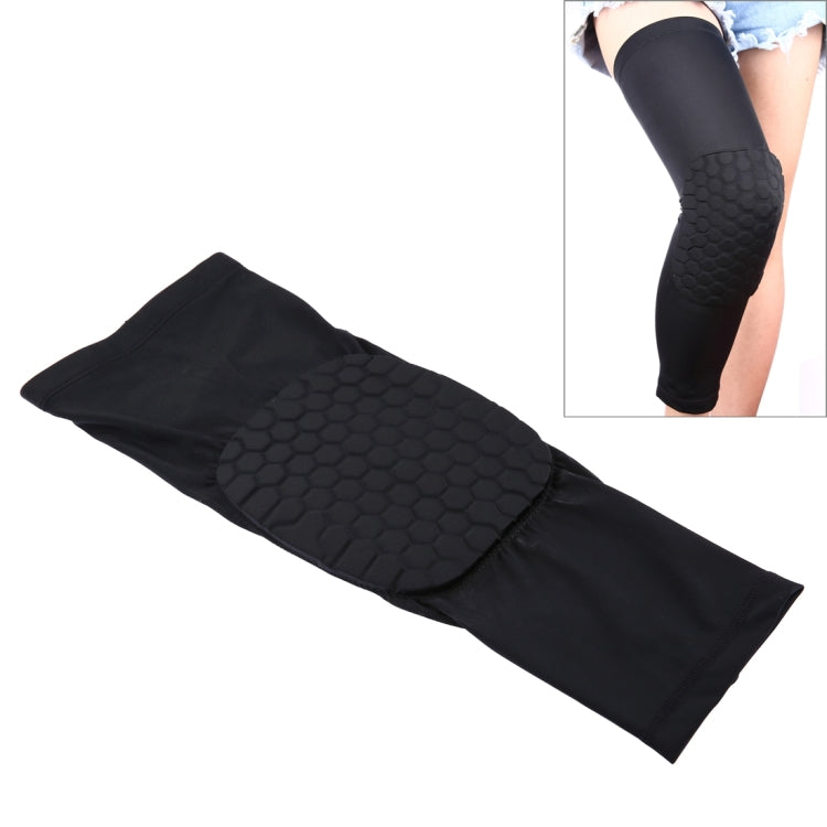 1 Stück bienenstockförmige Sport-Kniebandage aus stoßfestem Lycra, elastische Knieunterstützung, lange Version, Größe: XL, XL