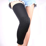 1 Stück bienenstockförmige Sport-Kniebandage aus stoßfestem Lycra, elastische Knieunterstützung, lange Version, Größe: XL, XL