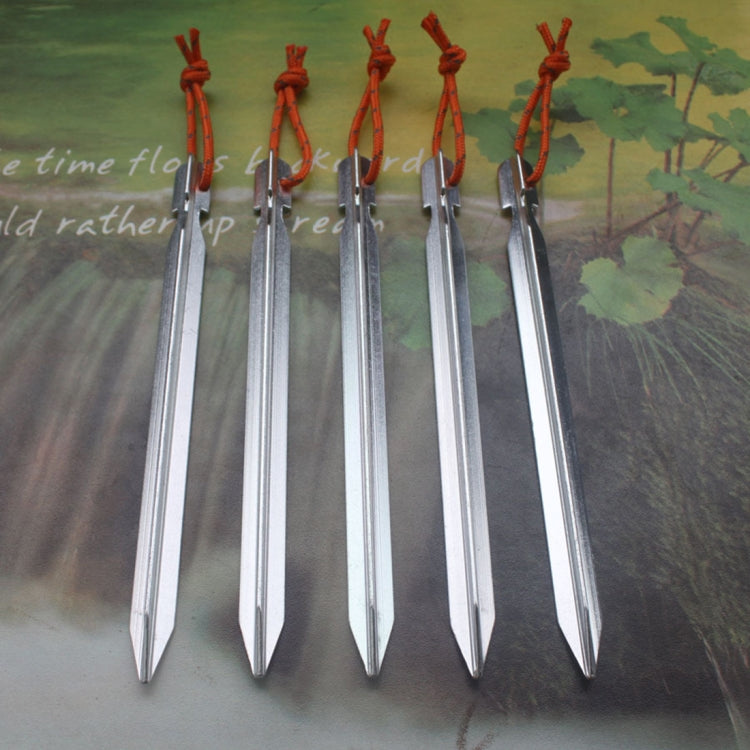 5 Stück Aluminiumlegierung Zelt Hering Nagel Outdoor Reise Zelt Zubehör mit Seil, Länge: 18cm