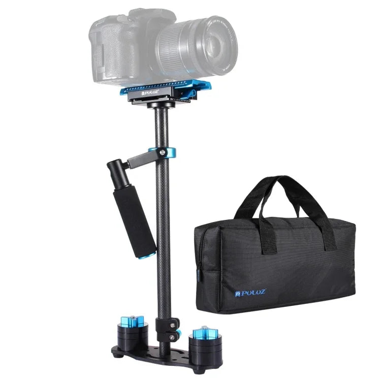 PULUZ 38.5-61cm Carbonfaser-Handstabilisator für DSLR- & DV-Digitalkameras, Belastungsbereich: 0.5-3kg, P60T Blau, P60T Rot