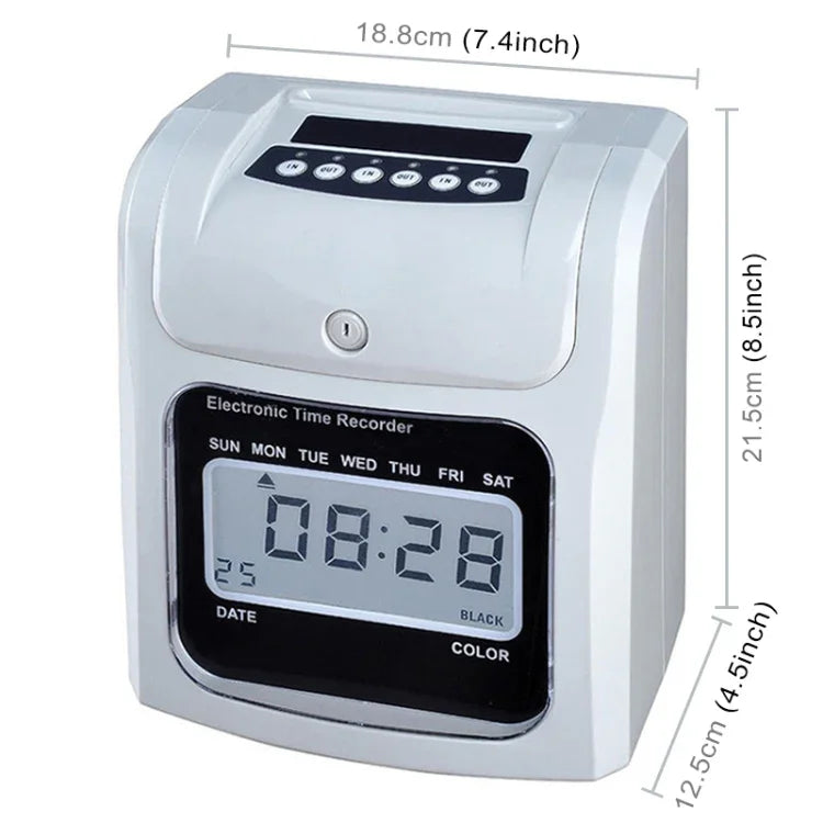 LCD-Bildschirm Elektronische Zeiterfassung Papierkarten-Anwesenheitsmaschine Stempeluhr, unterstützt Musikglocke, LCD-Bildschirm