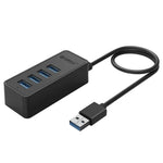 ORICO W5P-U3-30 4-Port USB 3.0 Desktop-HUB mit 30 cm Micro-USB-Kabel und Netzteil, W5P-U3-30 Schwarz