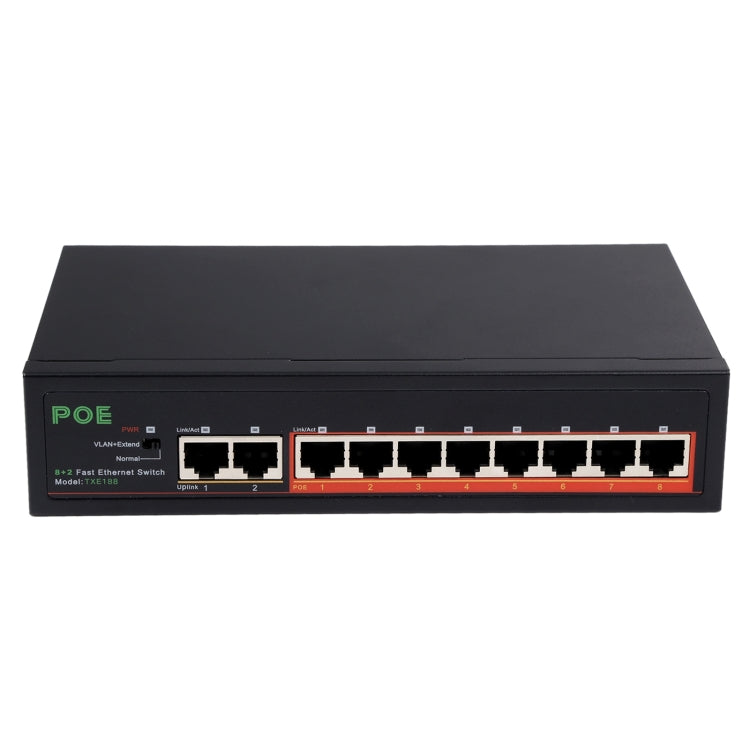 8 Ports 10/100 Mbit/s PoE-Switch IEEE802.3af Power over Ethernet Netzwerk-Switch für IP-Kamera VoIP-Telefon AP-Geräte, 8 Ports Schwarz