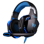 KOTION EACH G2000 Over-Ear Gaming-Kopfhörer Headset Kopfhörer Kopfbügel mit Mikrofon Stereo Bass LED-Licht für PC Gamer, Kabellänge: ca. 2,2m (Weiß + Rot), G2000