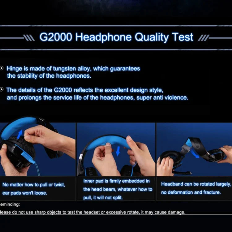 KOTION EACH G2000 Over-Ear Gaming-Kopfhörer Headset Kopfhörer Kopfbügel mit Mikrofon Stereo Bass LED-Licht für PC Gamer, Kabellänge: ca. 2,2m (Weiß + Rot), G2000