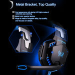 KOTION EACH G2000 Over-Ear Gaming-Kopfhörer Headset Kopfhörer Kopfbügel mit Mikrofon Stereo Bass LED-Licht für PC Gamer, Kabellänge: ca. 2,2m (Weiß + Rot), G2000