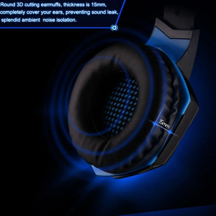 KOTION EACH G2000 Over-Ear Gaming-Kopfhörer Headset Kopfhörer Kopfbügel mit Mikrofon Stereo Bass LED-Licht für PC Gamer, Kabellänge: ca. 2,2m (Weiß + Rot), G2000