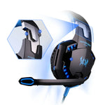KOTION EACH G2000 Over-Ear Gaming-Kopfhörer Headset Kopfhörer Kopfbügel mit Mikrofon Stereo Bass LED-Licht für PC Gamer, Kabellänge: ca. 2,2m (Weiß + Rot), G2000