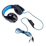 KOTION EACH G2000 Over-Ear Gaming-Kopfhörer Headset Kopfhörer Kopfbügel mit Mikrofon Stereo Bass LED-Licht für PC Gamer, Kabellänge: ca. 2,2m (Weiß + Rot), G2000