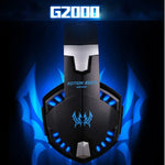 KOTION EACH G2000 Over-Ear Gaming-Kopfhörer Headset Kopfhörer Kopfbügel mit Mikrofon Stereo Bass LED-Licht für PC Gamer, Kabellänge: ca. 2,2m (Weiß + Rot), G2000