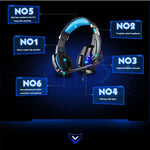 KOTION EACH G9000 3.5mm Gaming-Kopfhörer mit Mikrofon und LED-Licht für Laptop / Tablet / Mobiltelefone, Kabellänge: ca. 2.2m, G9000