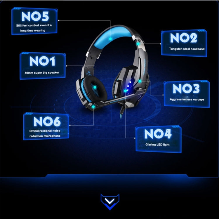 KOTION EACH G9000 3.5mm Gaming-Kopfhörer mit Mikrofon und LED-Licht für Laptop / Tablet / Mobiltelefone, Kabellänge: ca. 2.2m, G9000