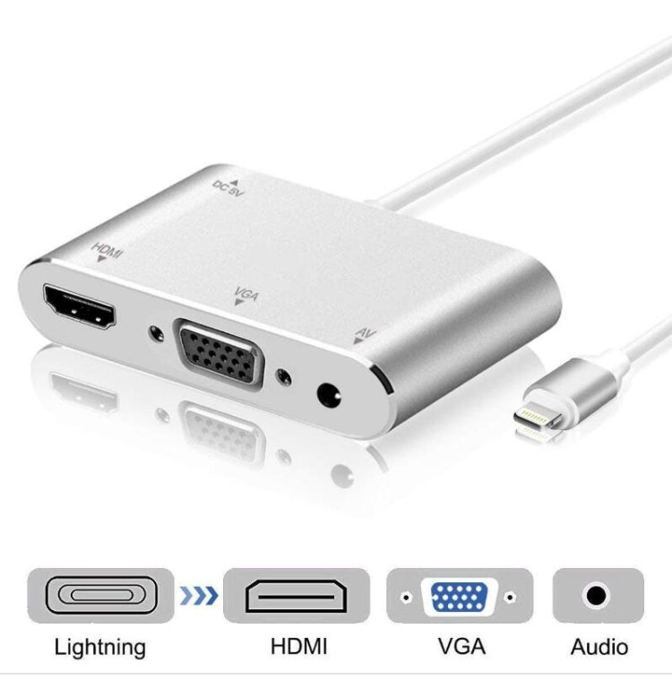 3 in 1 8 Pin zu HDMI / VGA / Audio Adapter