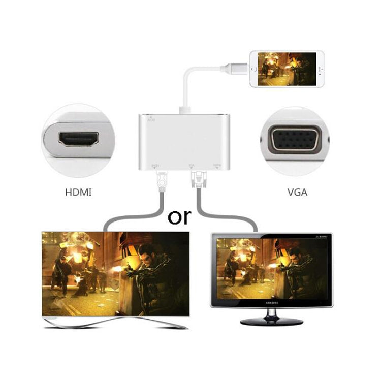 3 in 1 8 Pin zu HDMI / VGA / Audio Adapter