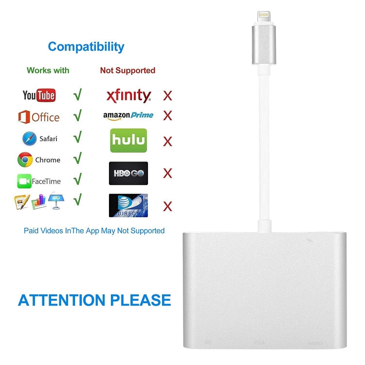 3 in 1 8 Pin zu HDMI / VGA / Audio Adapter