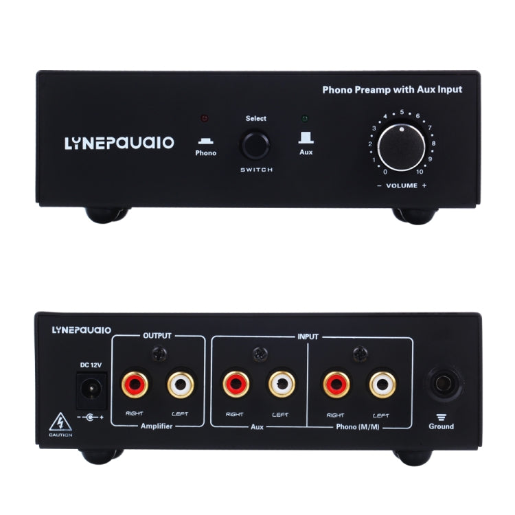 B855 LINEPAUDIO Phono-Vorverstärker für Plattenspieler mit AUX-Eingang und Lautstärkeregler