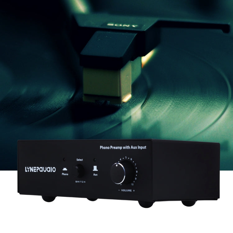 B855 LINEPAUDIO Phono-Vorverstärker für Plattenspieler mit AUX-Eingang und Lautstärkeregler