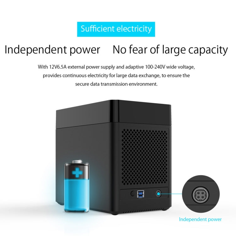 ORICO DS500U3 3,5 Zoll 5-Bay Magnettyp USB 3.0 Festplattengehäuse mit blauem LED-Anzeiger, USB 3.0