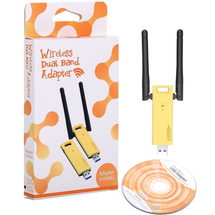 AC1200Mbps 2,4GHz & 5GHz Dual-Band USB 3.0 WiFi Adapter Externe Netzwerkkarte mit 2 externen Antennen, AC1200Mbps USB 3.0