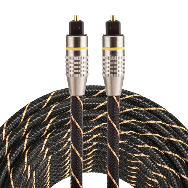 10m OD6.0mm vergoldetes Metallkopf Gewebtes Netz Toslink Männlich-zu-Männlich Digitales optisches Audiokabel, Länge: 10m