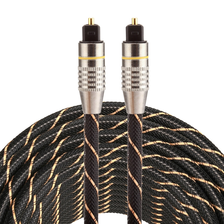 15m OD6.0mm vergoldetes Metallkopf Gewebtes Netz Toslink Männlich-zu-Männlich Digitales optisches Audiokabel, Länge: 15m