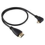 50cm 4K HDMI Männlich zu Micro HDMI Rechts gewinkelter Männlich vergoldeter Stecker Adapterkabel, 50cm Rechts